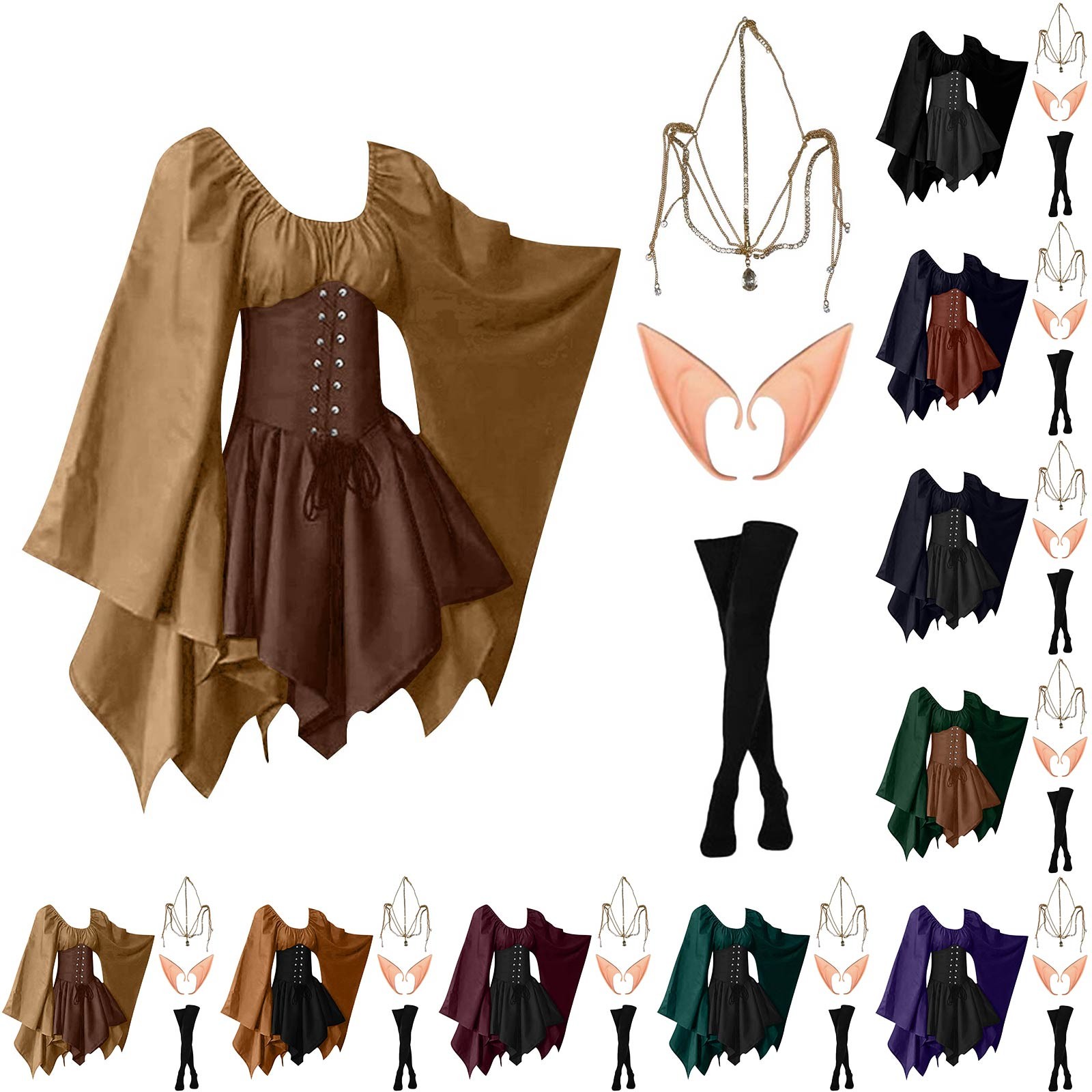 Elf Costume Christmas - Cadılar Bayramı Cosplay Saray Victoria Ortaçağ