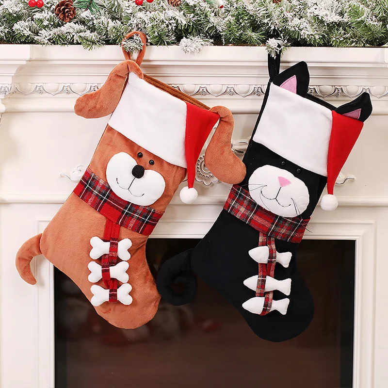 Christmas Stocking Hanging - 3D Hayvan Figürlü Noel Çorapları Peluş