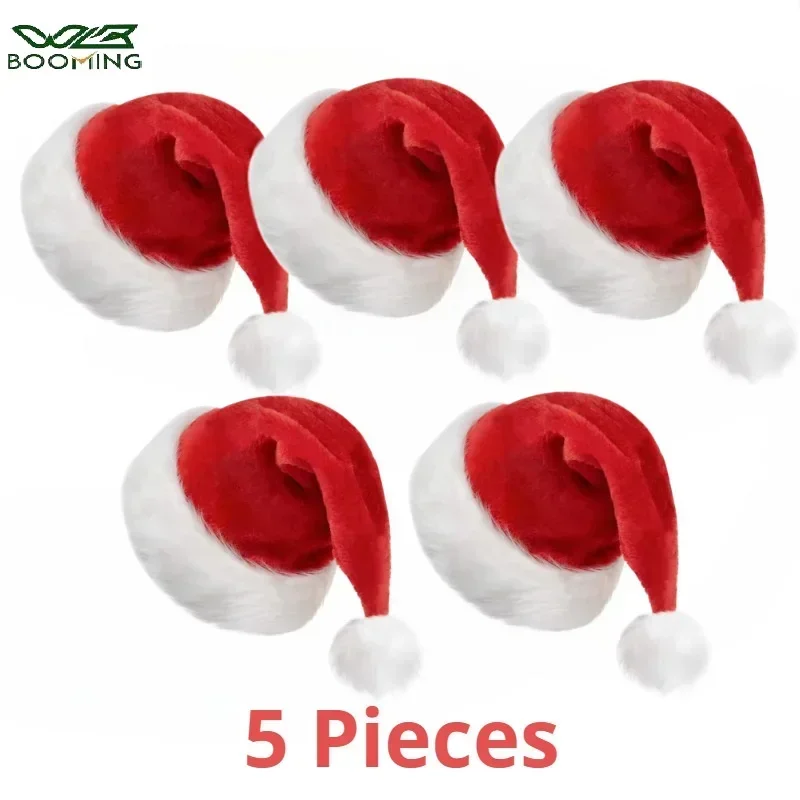 Santa Hat Plush - 5/1 adet noel şapkası peluş yetişkin