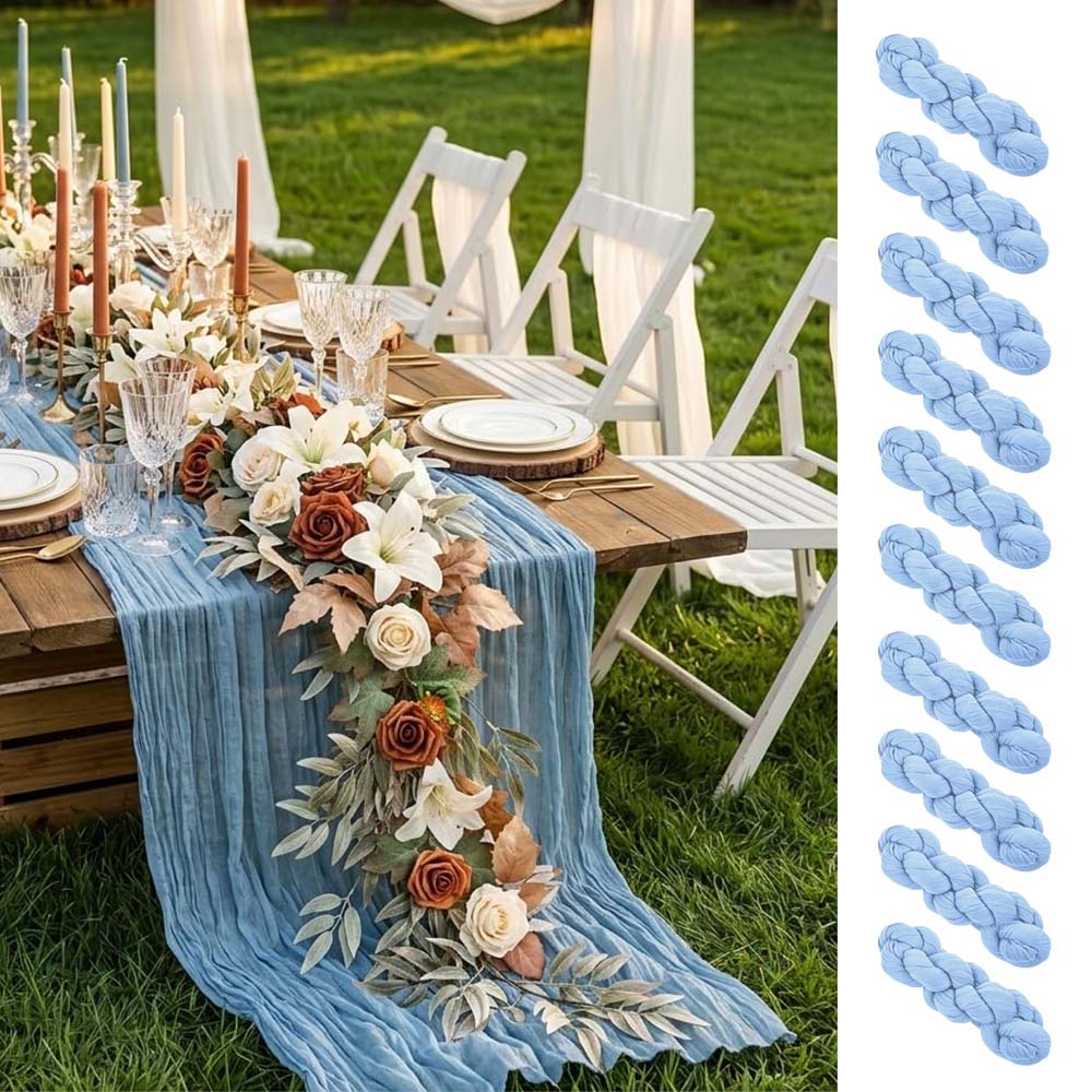 Christmas Table Runner - 10'lu Set Masa Örtüsü Gazlı Krep
