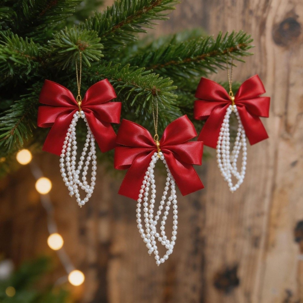 Gift Box Wrap Set - 12'li Set Noel Ağacı Fiyonkları Vintage