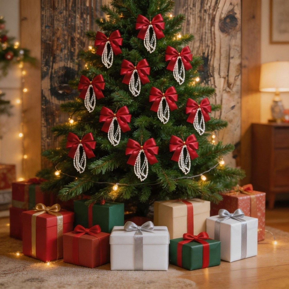 Gift Box Wrap Set - 12 adetli Set Noel Ağacı Fiyonkları