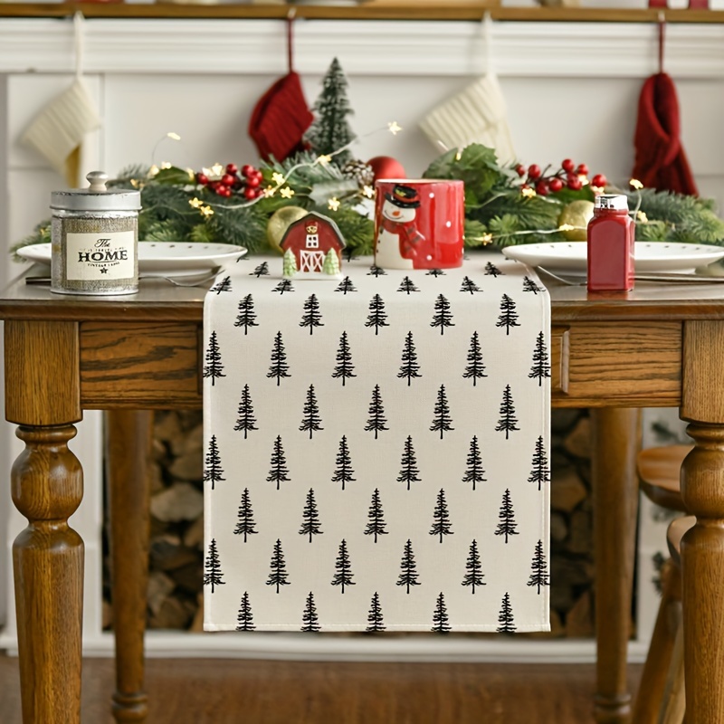 Christmas Table Runner - Basit Noel Ağacı Masa Örtüsü Moda