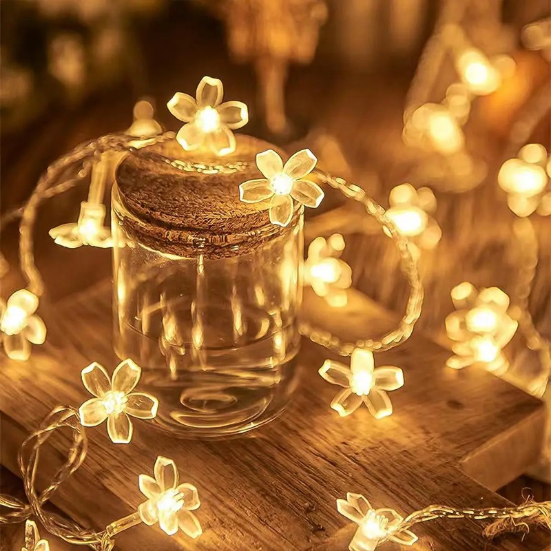 Led Fairy String Lights - 1 adet kiraz çiçeği çiçek peri
