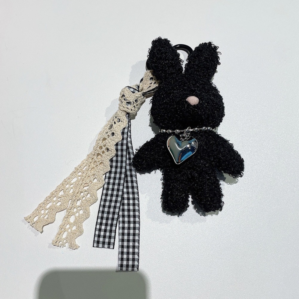 Ribbon Bow Gift - Dayanıklı Gümüş Kalp Tavşan Anahtarlık Fiyonk