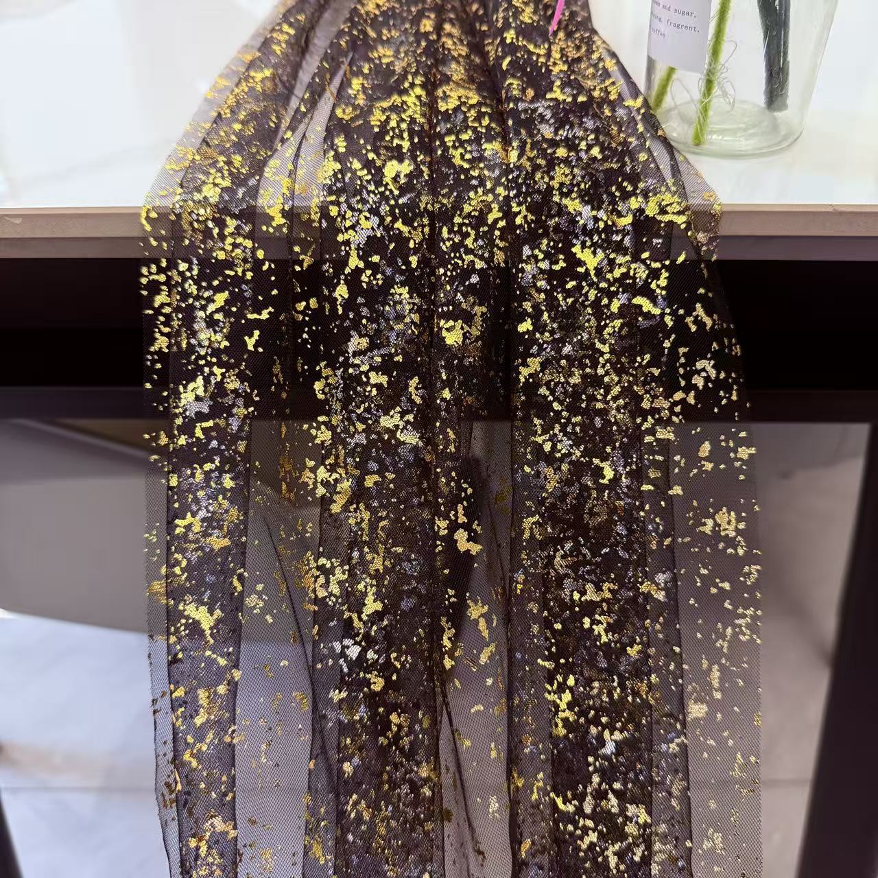 Christmas Table Runner - Siyah Altın Masa Örtüsü Sıcak Baskılı