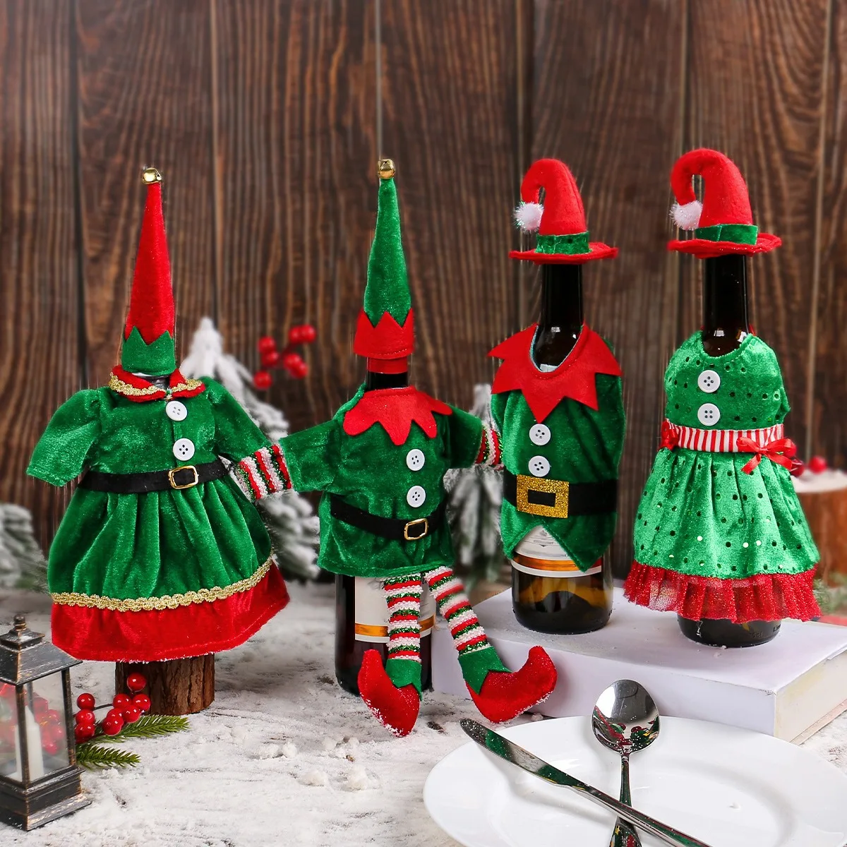 Elf Costume Christmas - Noel sevimli Elf şarap şişesi kapak