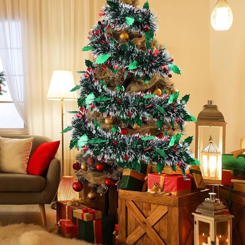 Tinsel Garland Decoration - 2 adet yeniden kullanılabilir 2M noel