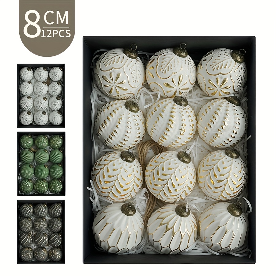 Ornament Ball Set - 12 Adet 8cm Antik Plastik Noel
