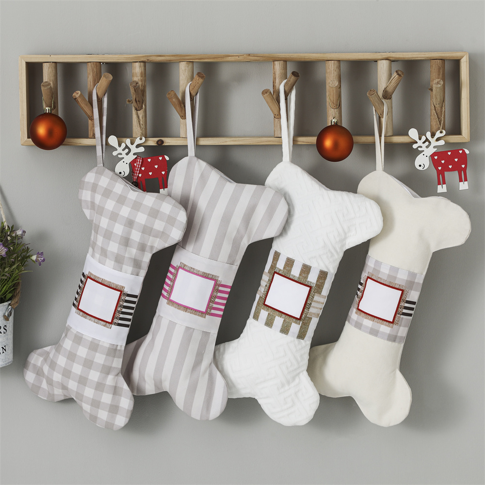 Christmas Stocking Hanging - Köpekler için ekose Pet noel çorap