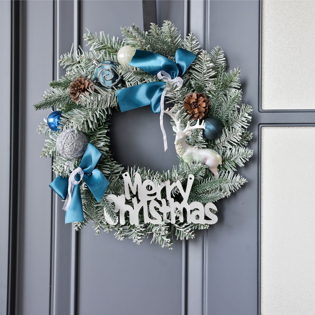 Beyaz Mavi Karlı Kış Çelenkler - Ribbon Bow Gift incelemesi ve fiyatı