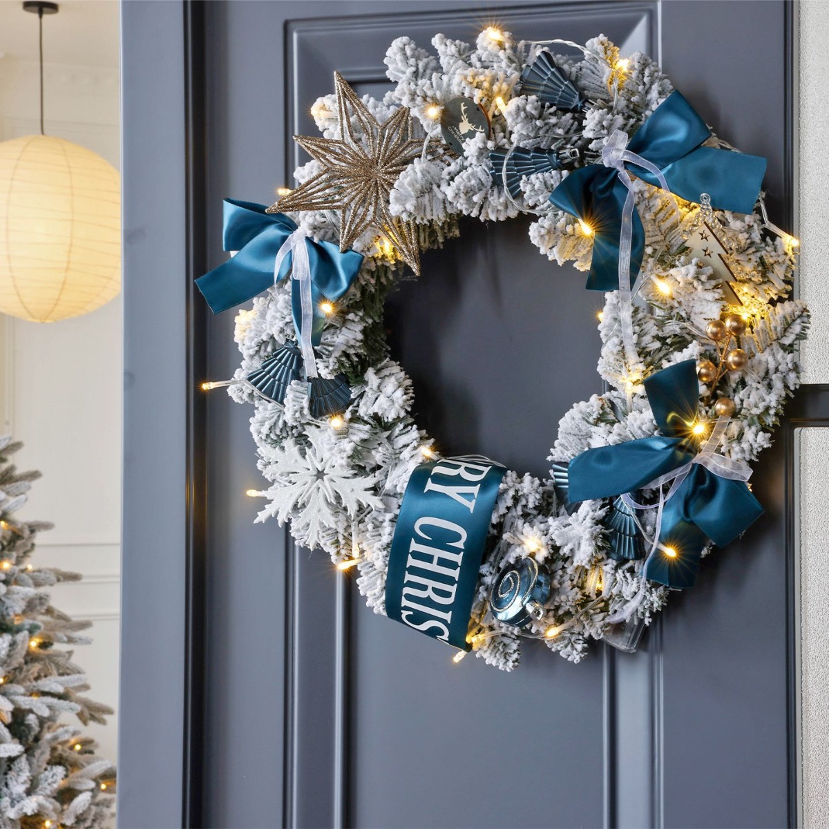 Beyaz Mavi Karlı Kış Çelenkler - Ribbon Bow Gift incelemesi ve fiyatı