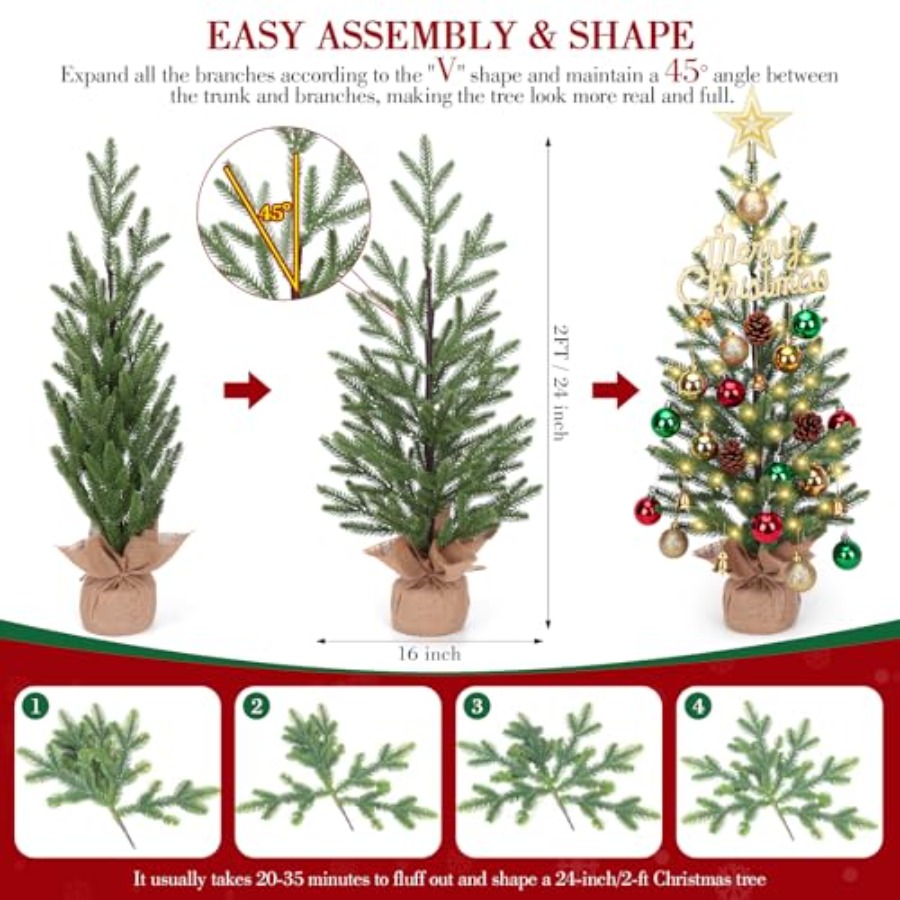 2FT Mini Noel Ağacı, 30 LED Iş - Christmas Tree Artificial incelemesi ve fiyatı