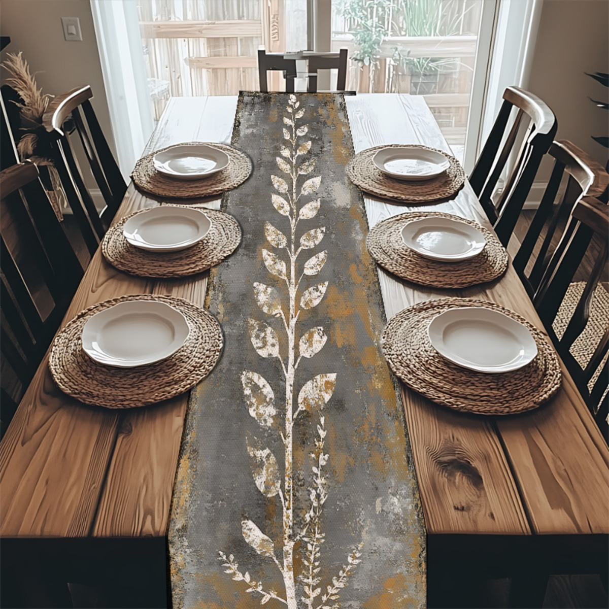 Vintage Gri Beyaz Yapraklar Ma - Christmas Table Runner incelemesi ve fiyatı