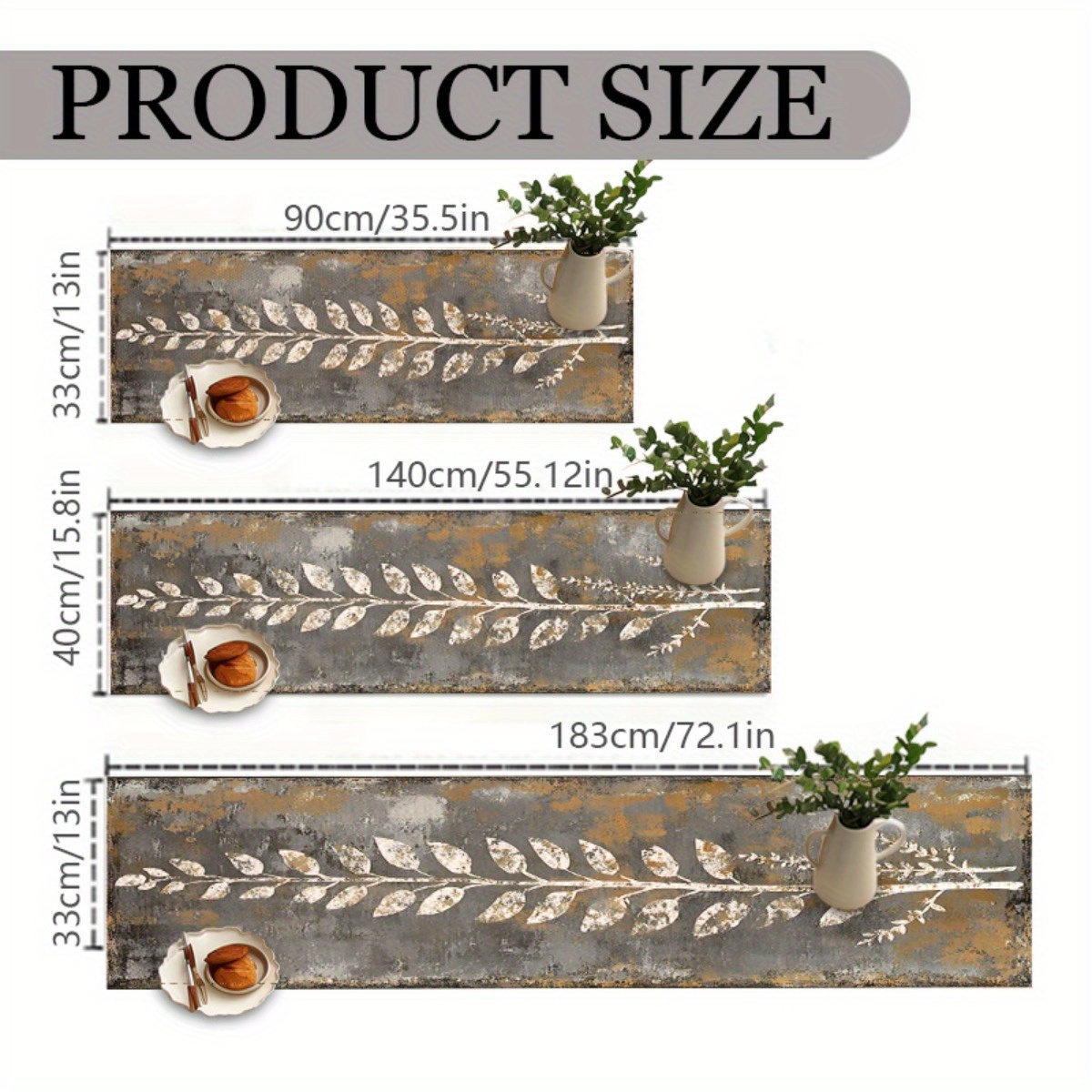 Vintage Gri Beyaz Yapraklar Ma - Christmas Table Runner incelemesi ve fiyatı