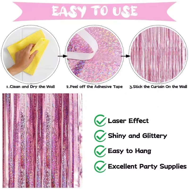 1/2/3 Paket Simli Parti Fonu M - Tinsel Garland Decoration incelemesi ve fiyatı